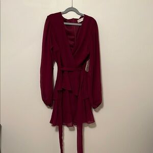 Elegant Burgundy Wrap Dress